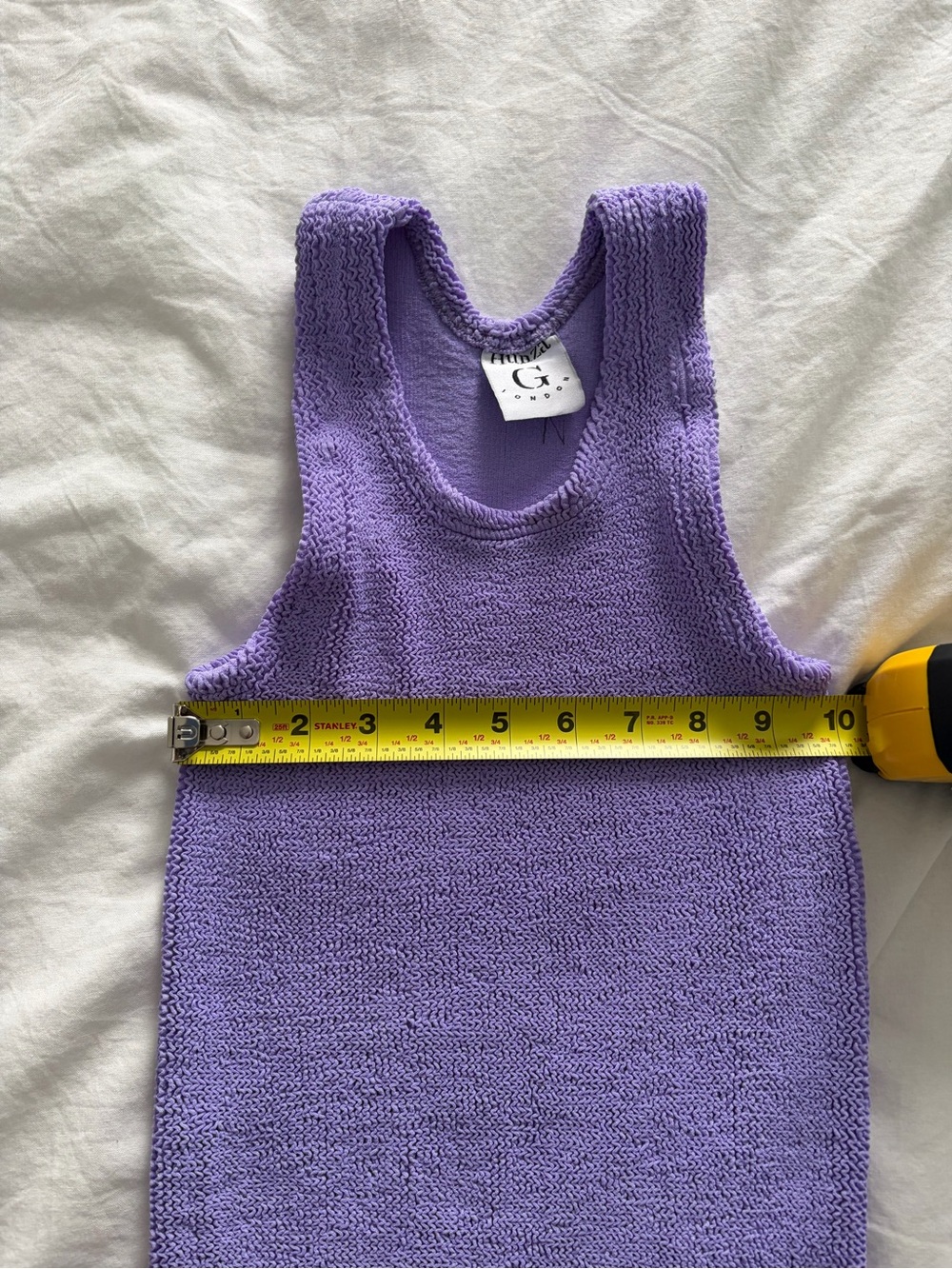 Hunza G Purple Lilac Ribbed Tank Mini Resortcore Swim Dress - Picture 11 of 13